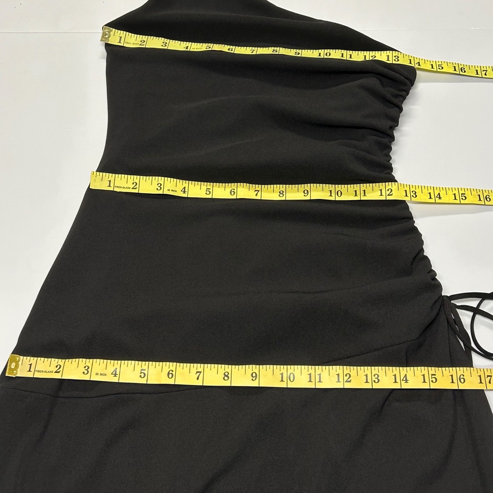 Vtg Laundry Shelli Segal Asymmetric Long Evening Dress Sz 8 Ruched Glam Black - Picture 7 of 8